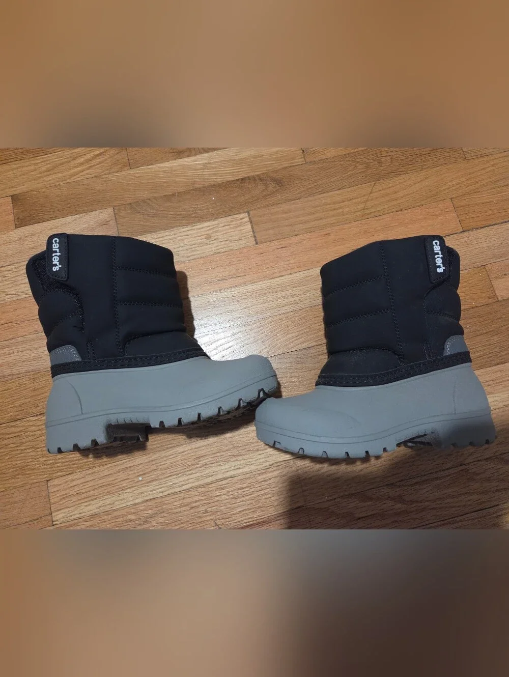 Carters Toddler Boy Kids Waterproof Winter Boots - Black and Gray / Size 9